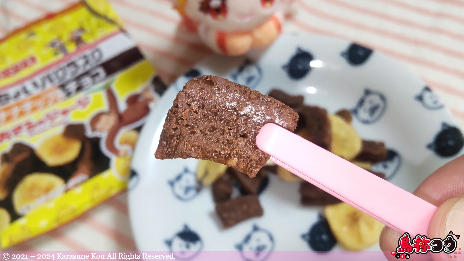 ちょいパクラスク バナナチップ & チョコのラスクをつまんだところです